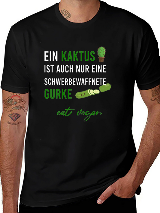 Eat Vegan Funny Cactus & Cucumber Graphic Tee