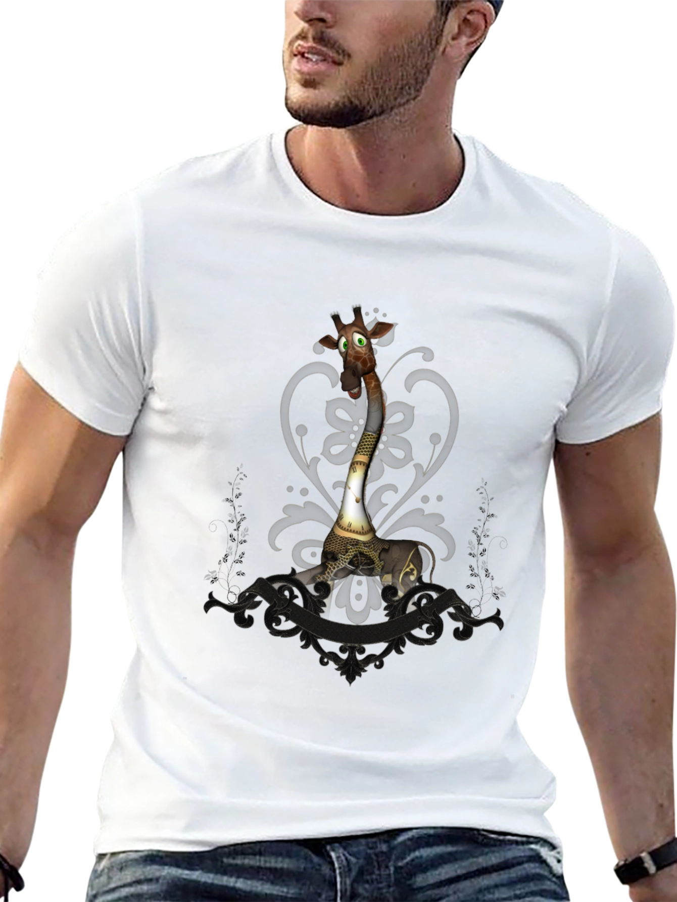 Steampunk Giraffe Graphic Tee - Unique Animal T-Shirt
