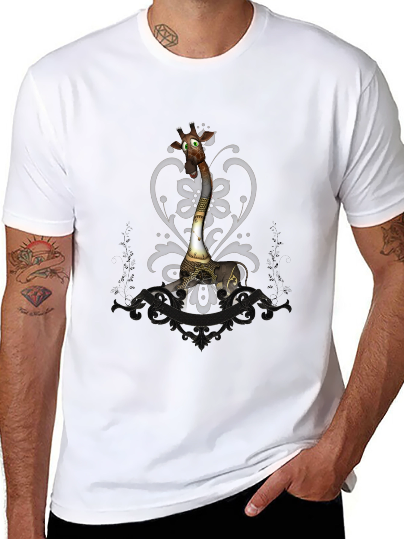 Steampunk Giraffe Graphic Tee - Unique Animal T-Shirt