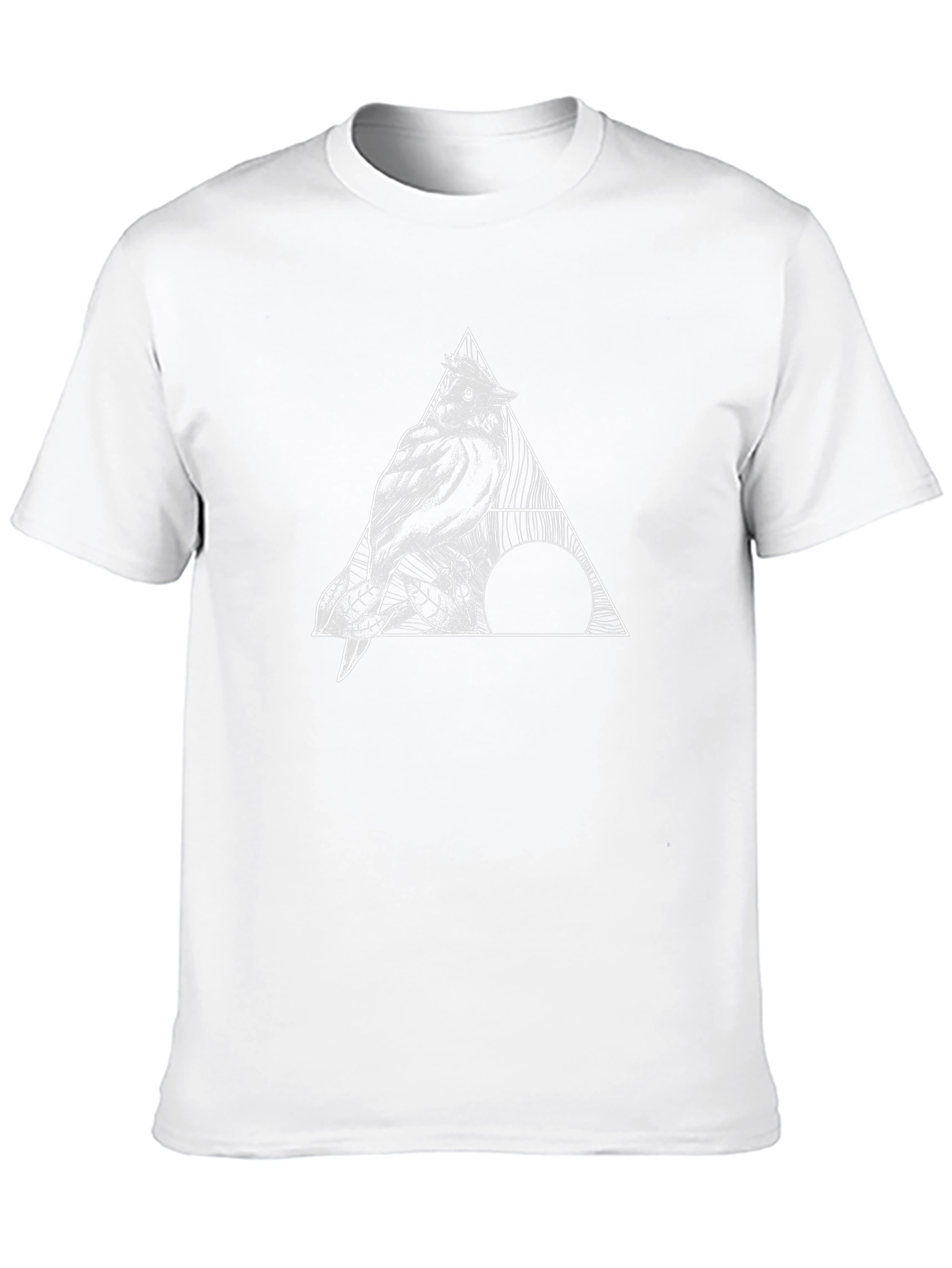 Geometric Bird Graphic Tee - Black Cotton T-Shirt