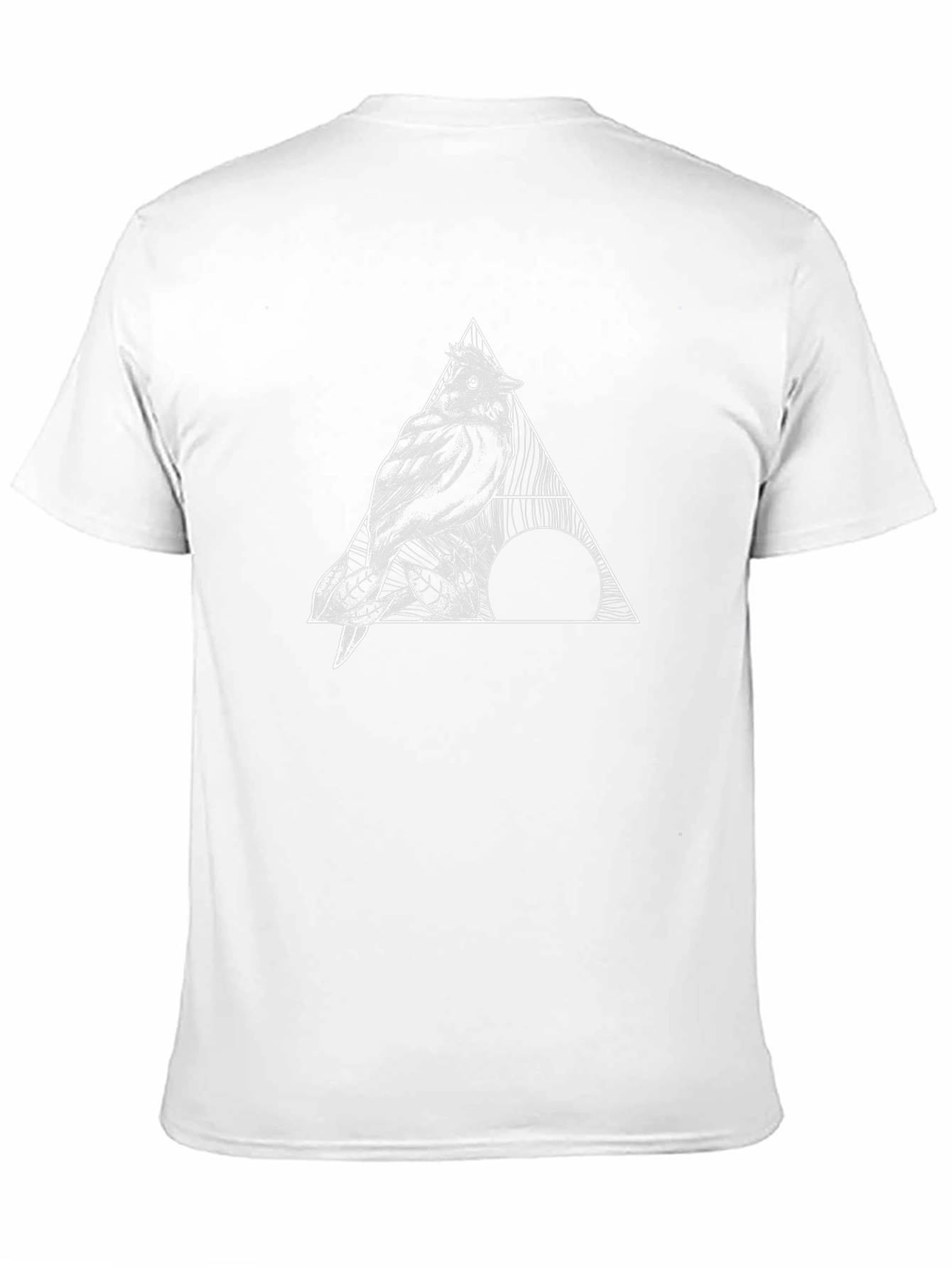 Geometric Bird Graphic Tee - Black Cotton T-Shirt