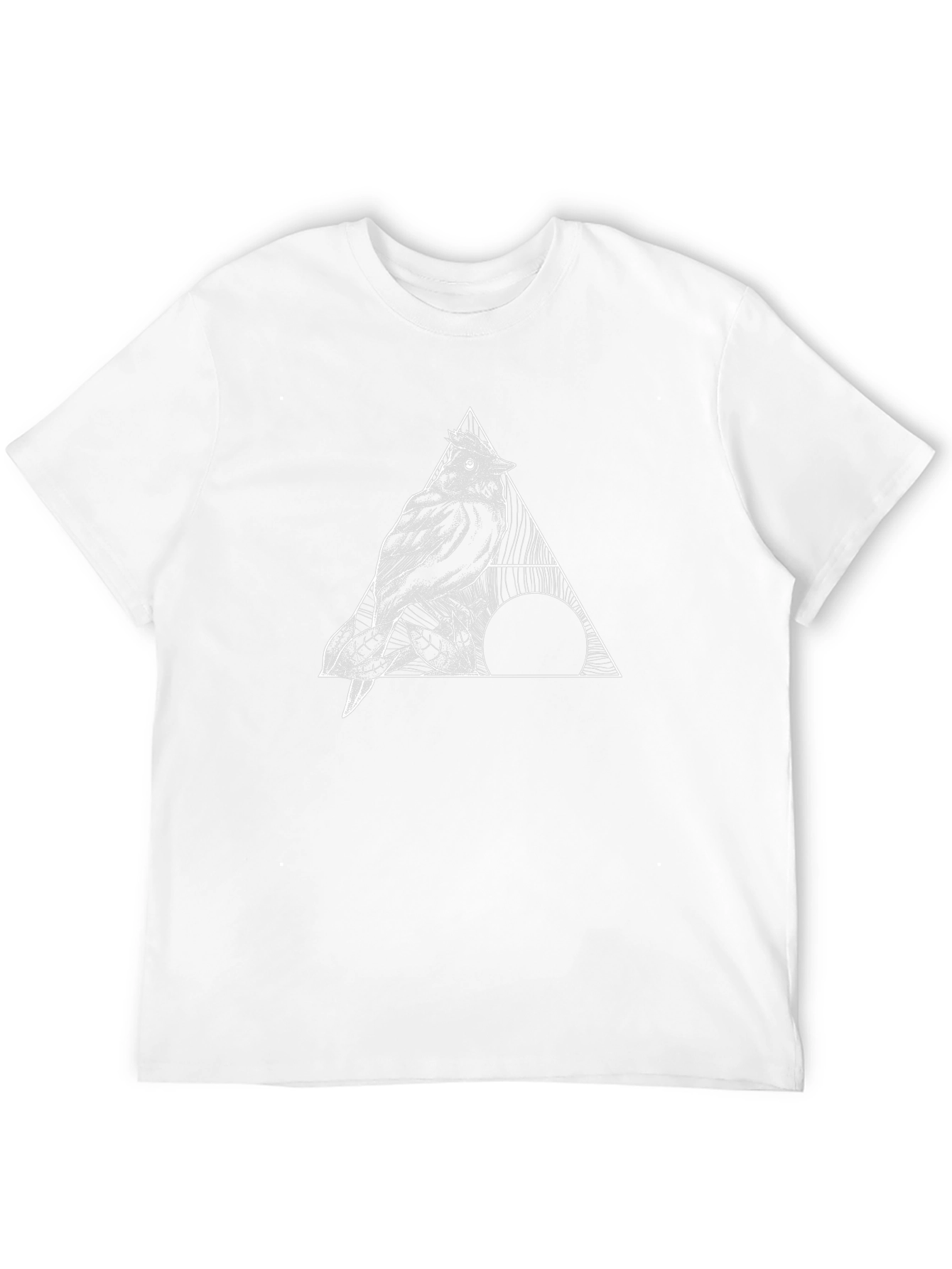 Geometric Bird Graphic Tee - Black Cotton T-Shirt