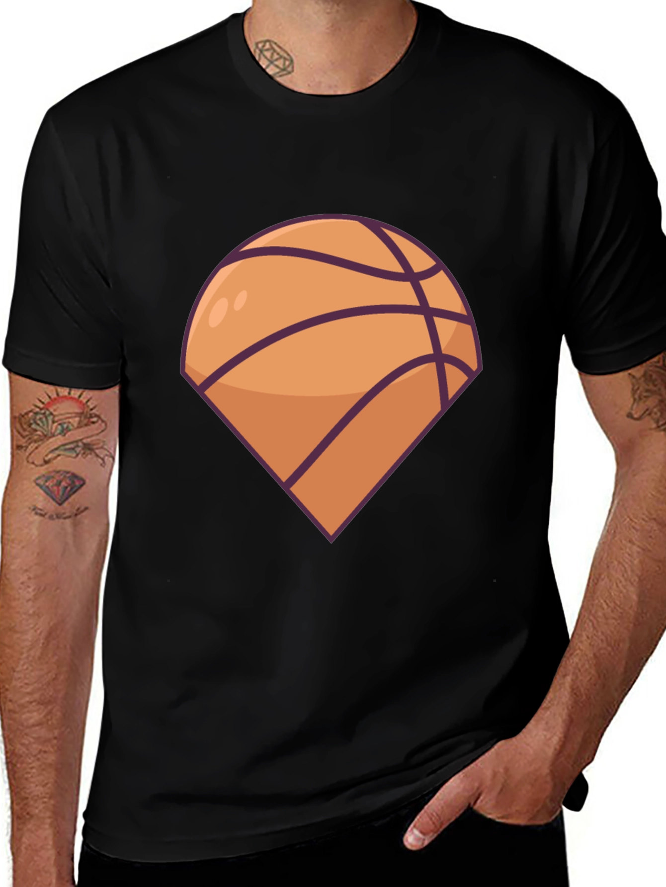 Basketball Graphic Tee - Black Casual T-Shirt