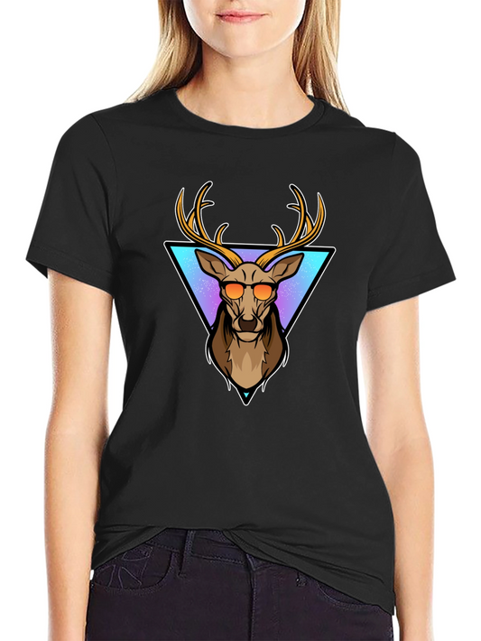 Cool Deer Graphic Tee - Black