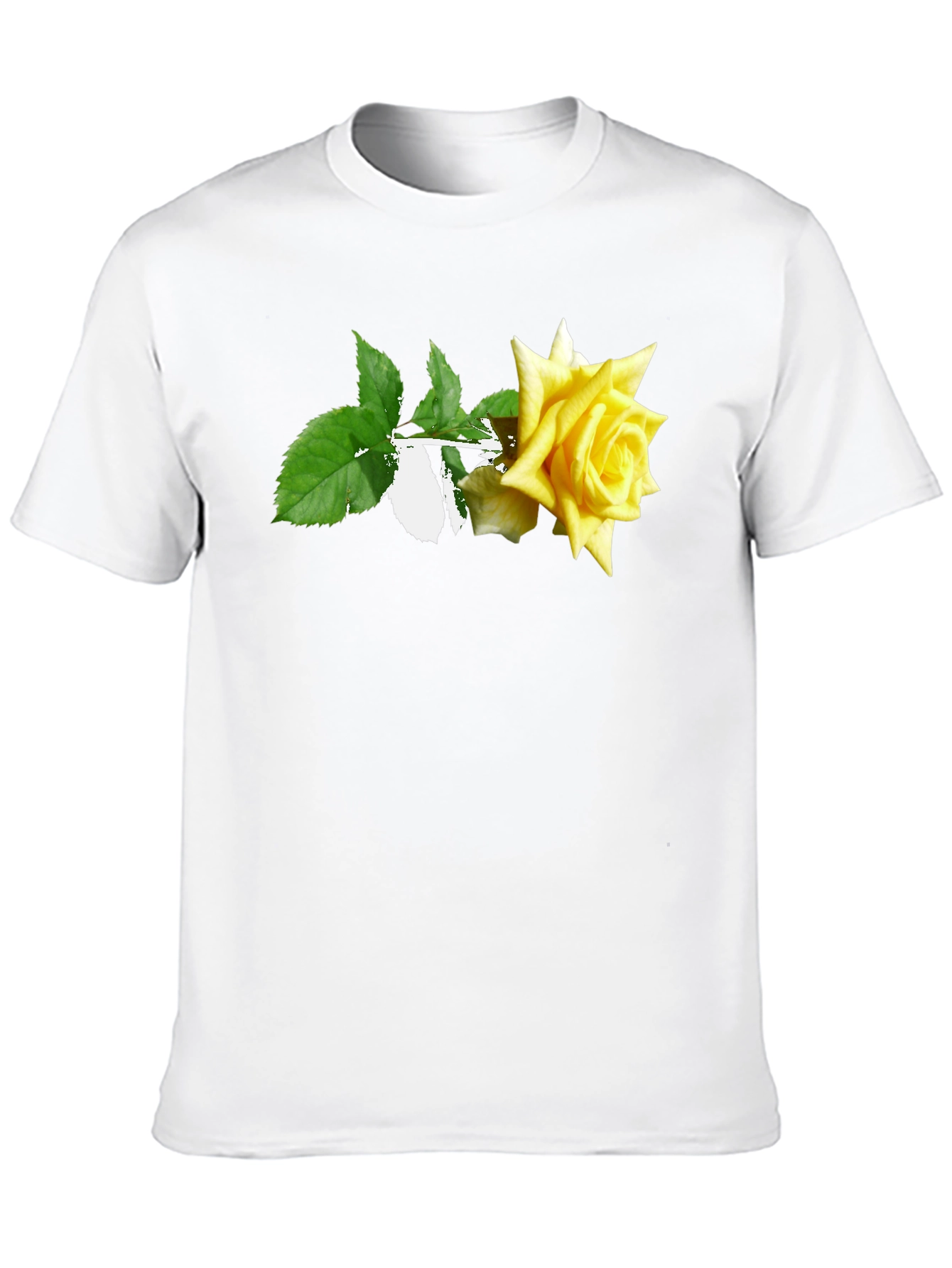 Black T-Shirt with Yellow Rose Graphic