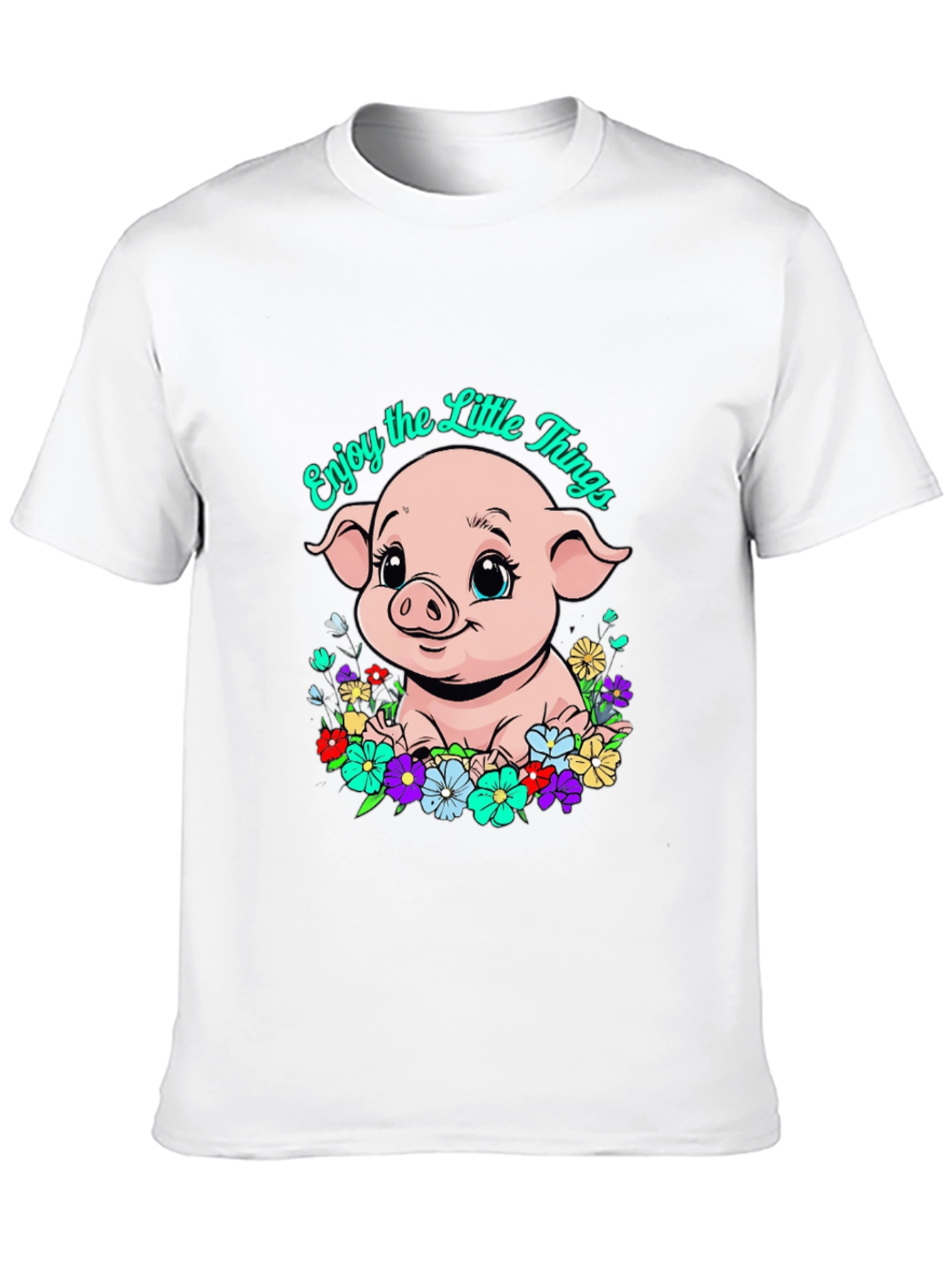 Cute Piglet Enjoy the Little Things Graphic T-Shirt
