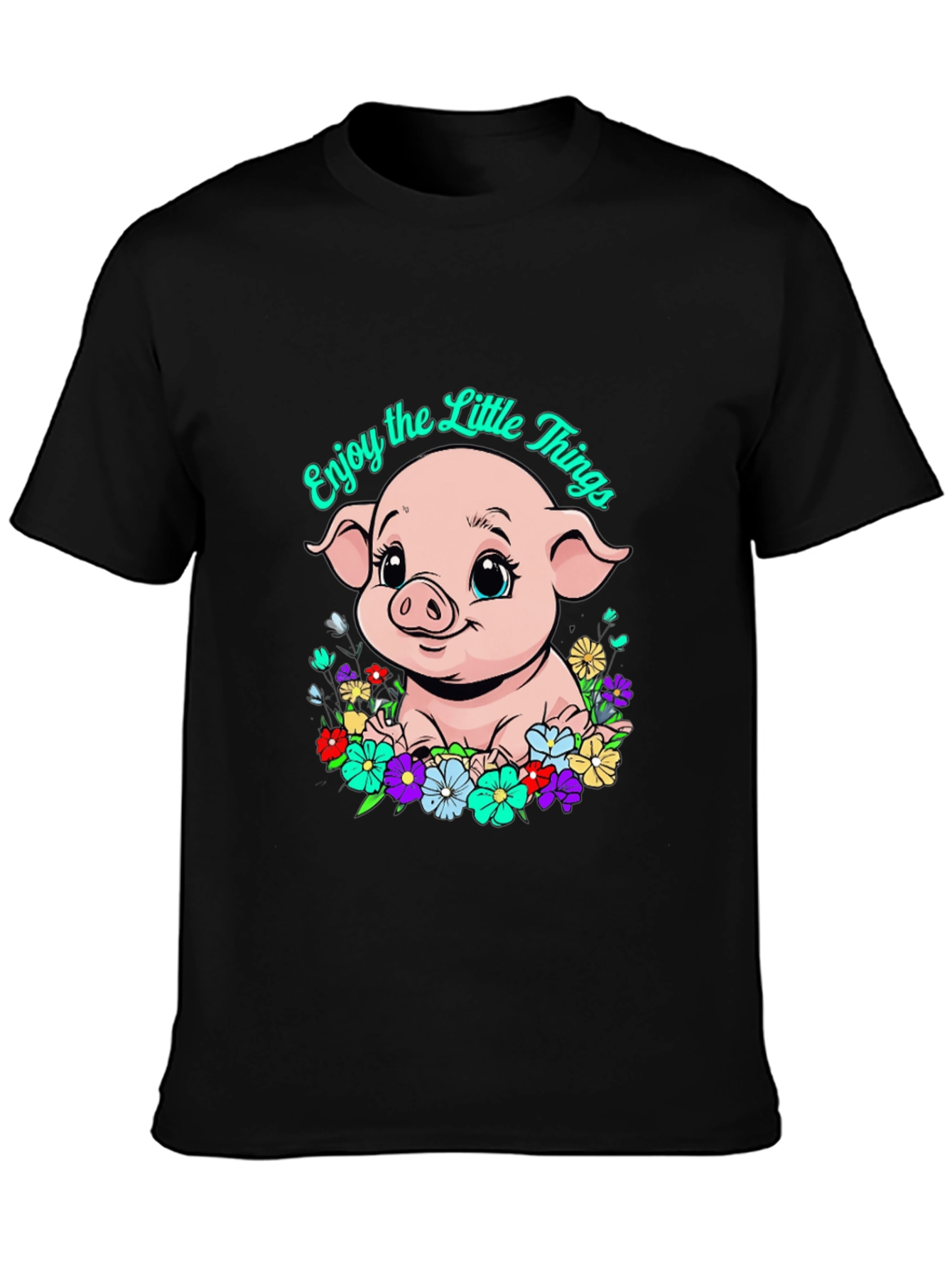 Cute Piglet Enjoy the Little Things Graphic T-Shirt