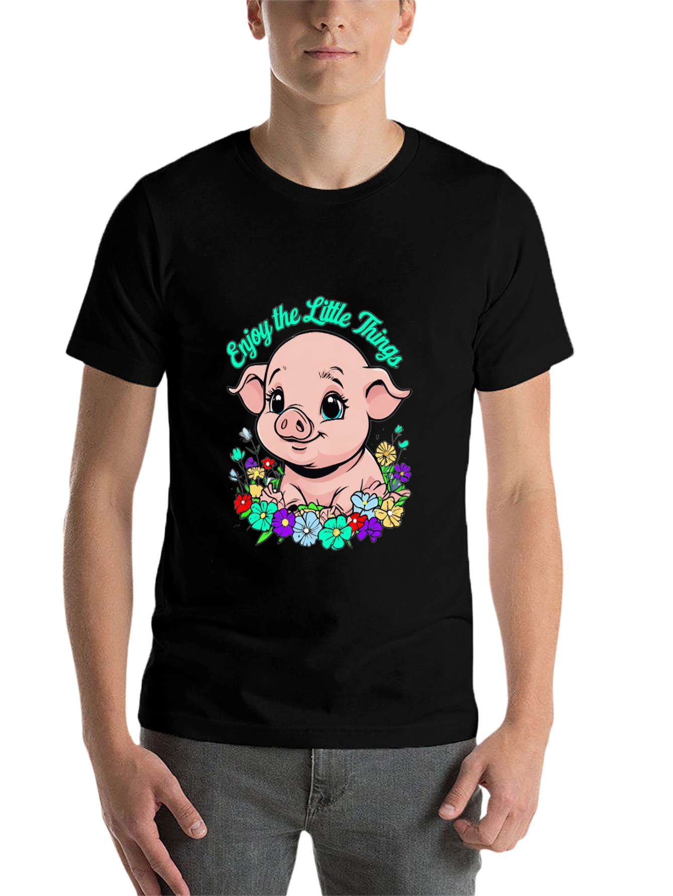 Cute Piglet Enjoy the Little Things Graphic T-Shirt