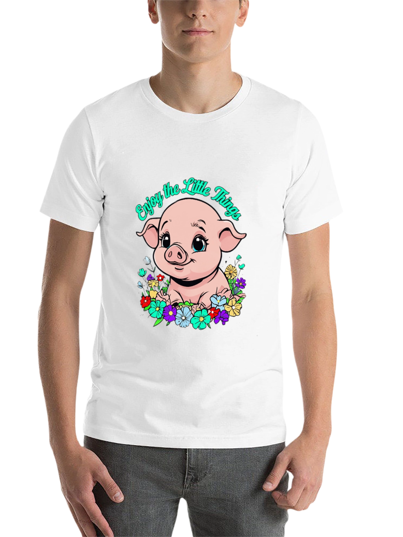 Cute Piglet Enjoy the Little Things Graphic T-Shirt