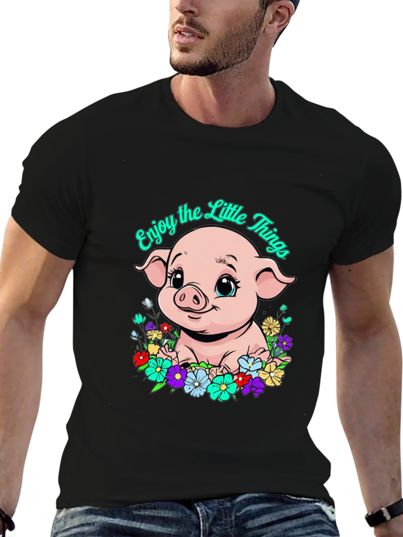 Cute Piglet Enjoy the Little Things Graphic T-Shirt