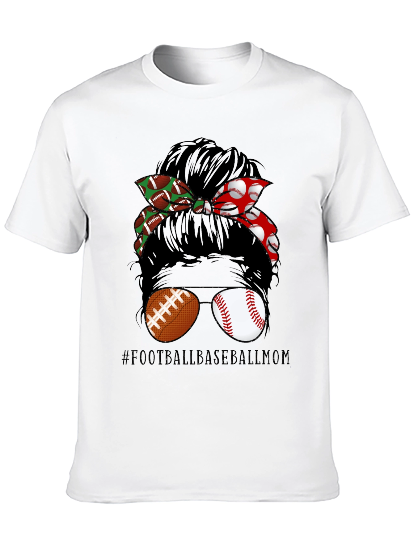 Football Baseball Messy Bun T-Shirt