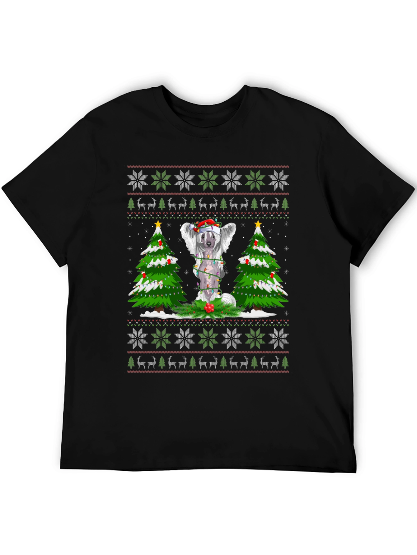 Festive Dog Christmas Tree Ugly Sweater T-Shirt