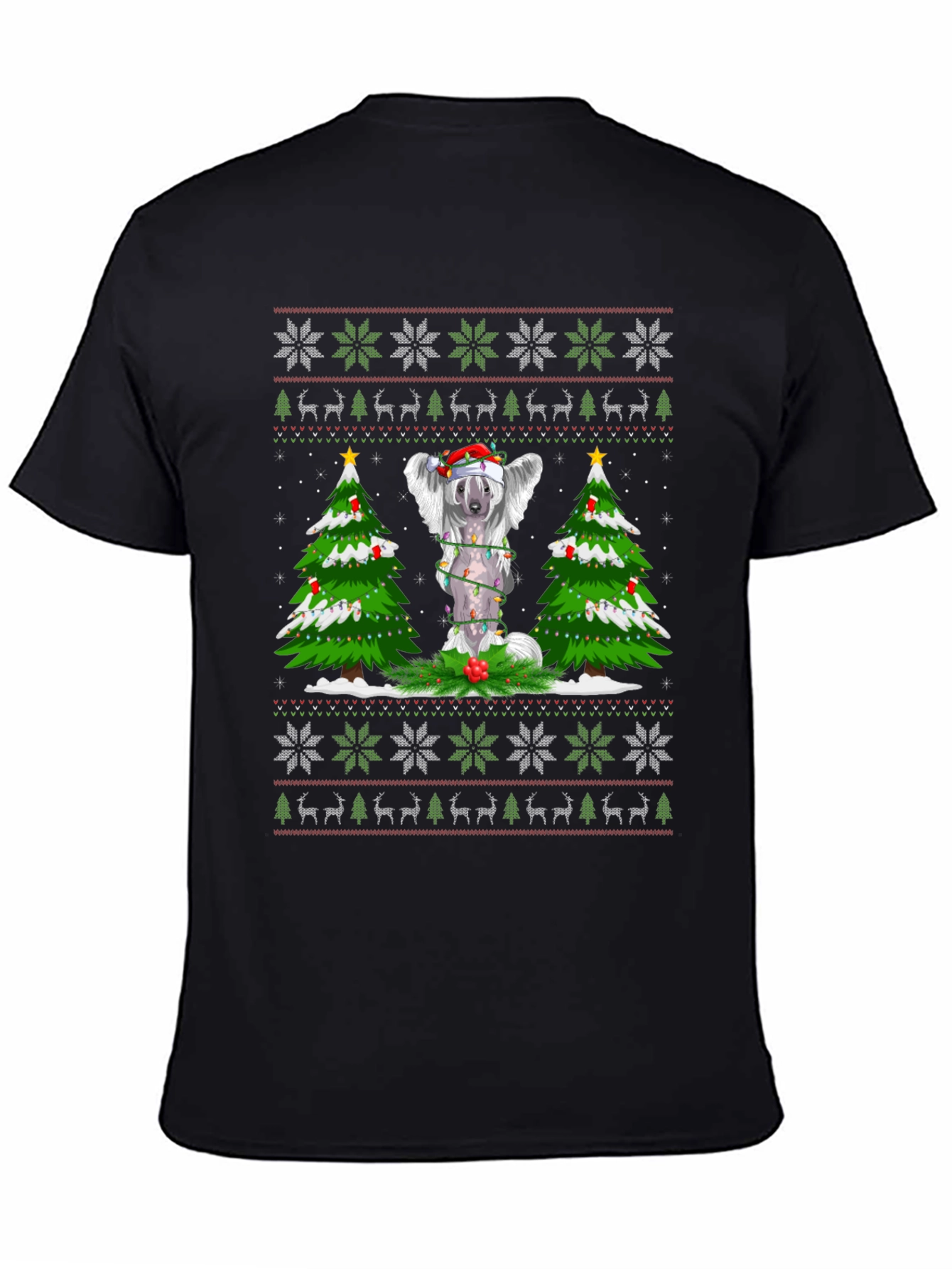 Festive Dog Christmas Tree Ugly Sweater T-Shirt