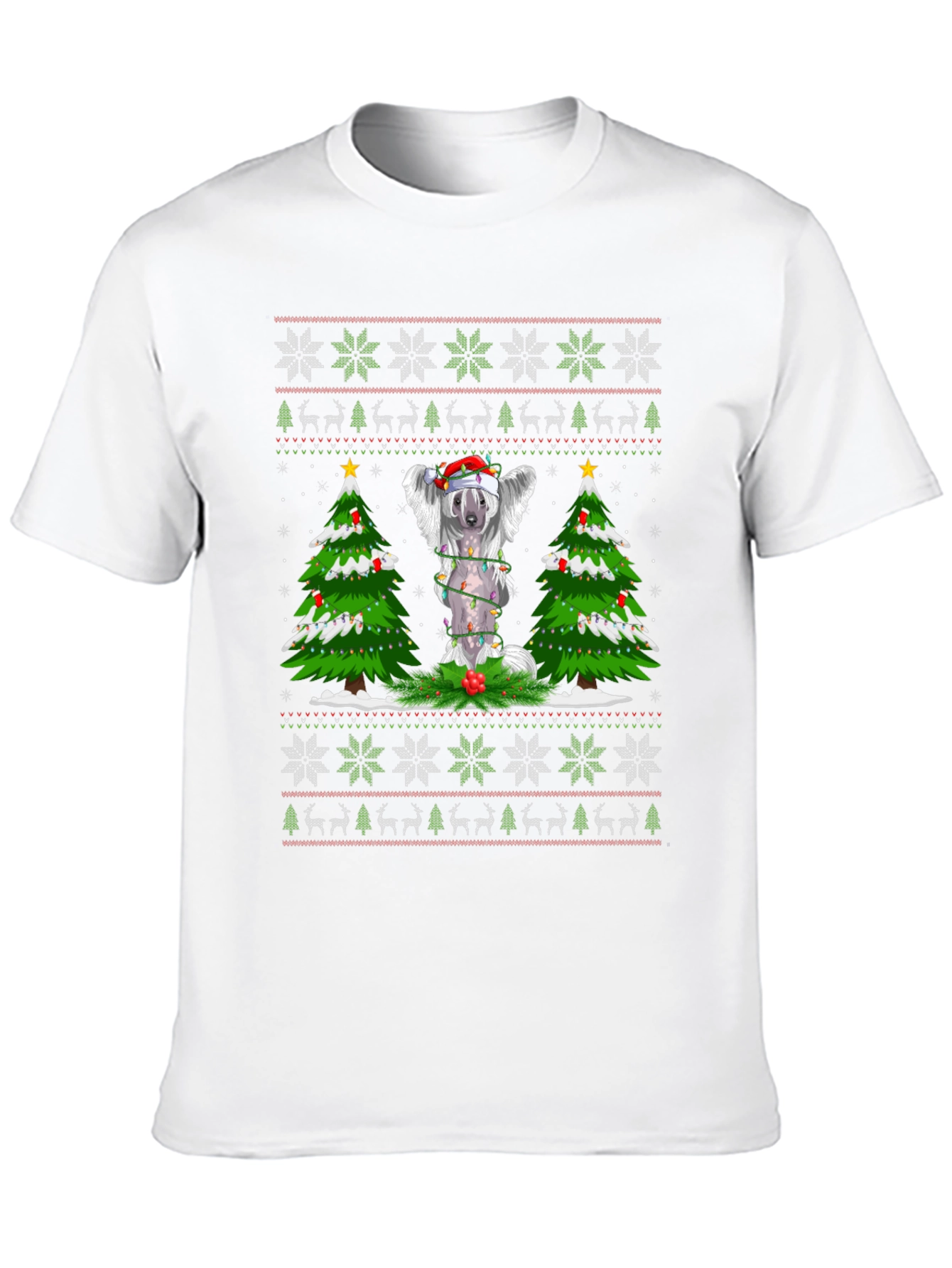 Festive Dog Christmas Tree Ugly Sweater T-Shirt