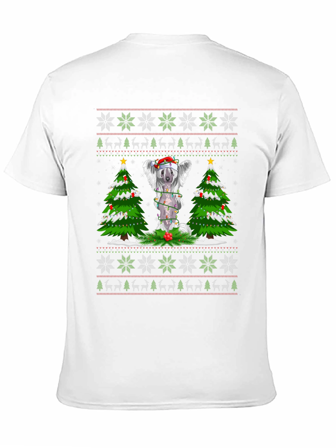 Festive Dog Christmas Tree Ugly Sweater T-Shirt