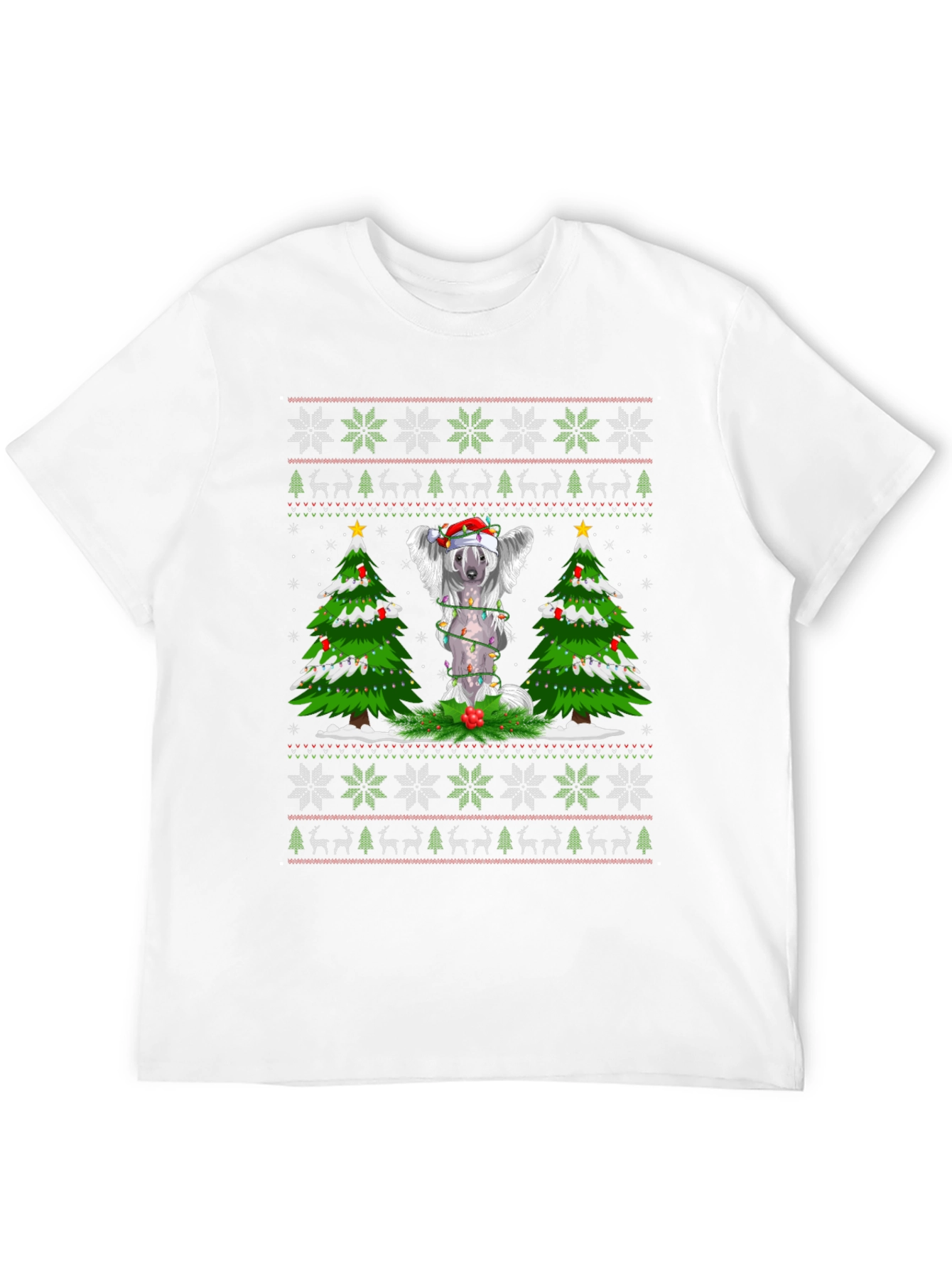 Festive Dog Christmas Tree Ugly Sweater T-Shirt