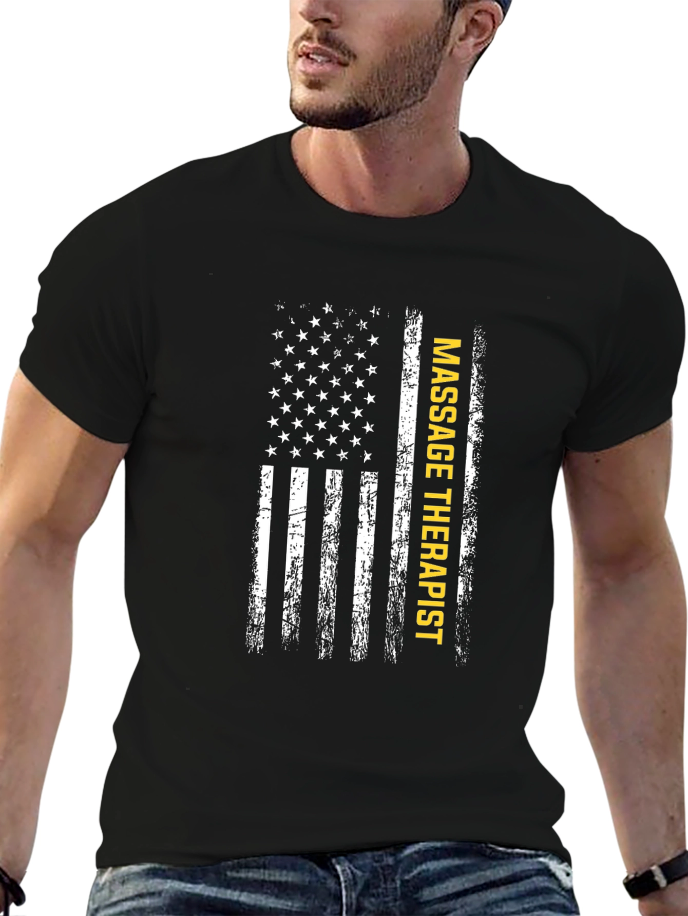 Massage Therapist American Flag Graphic Tee