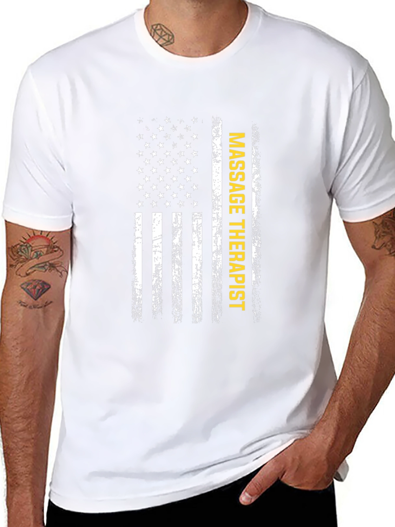 Massage Therapist American Flag Graphic Tee