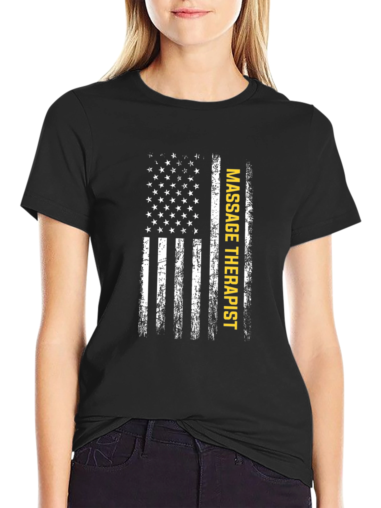 Massage Therapist American Flag Graphic Tee