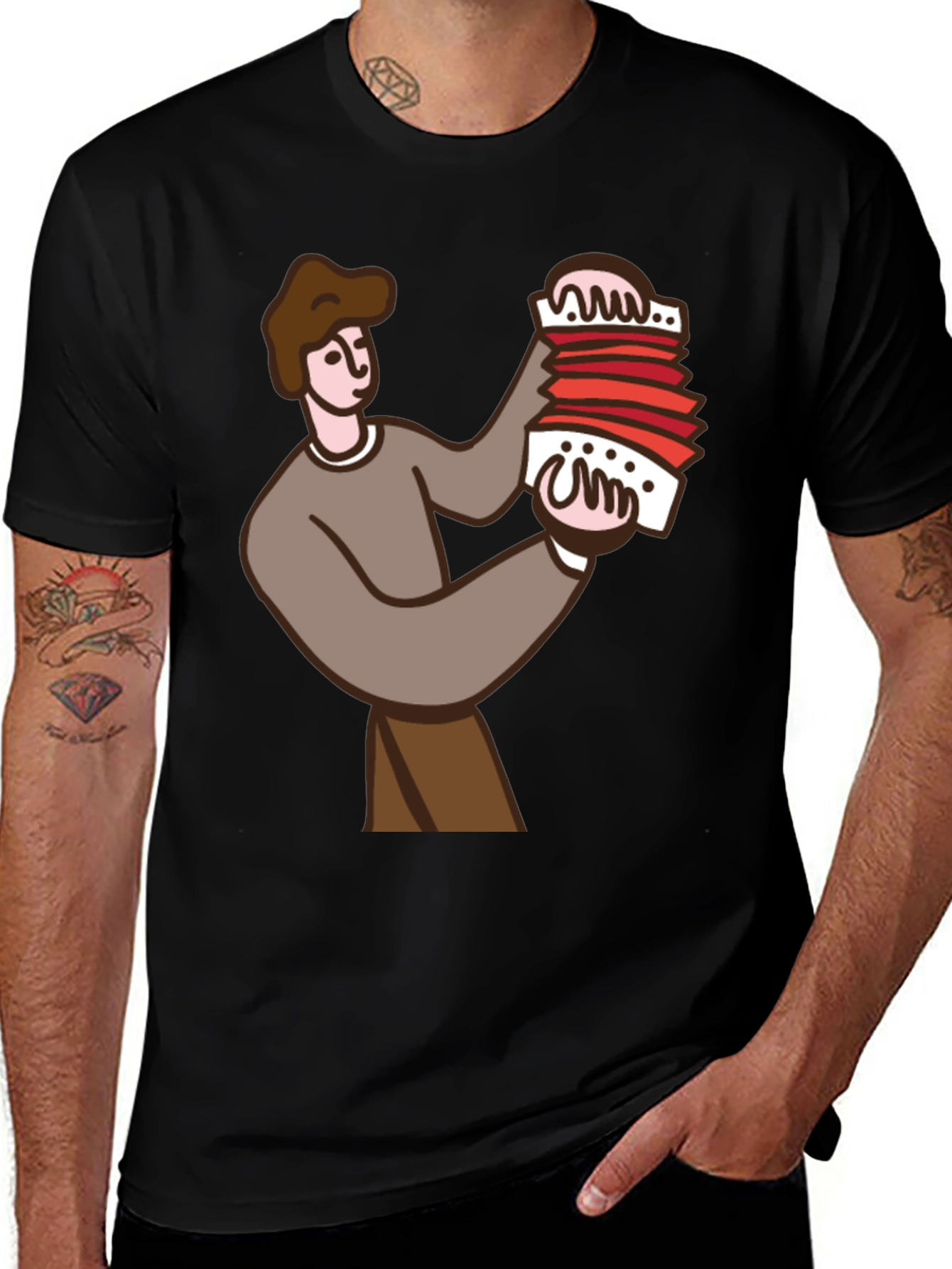 Accordion Player Graphic Tee - Black