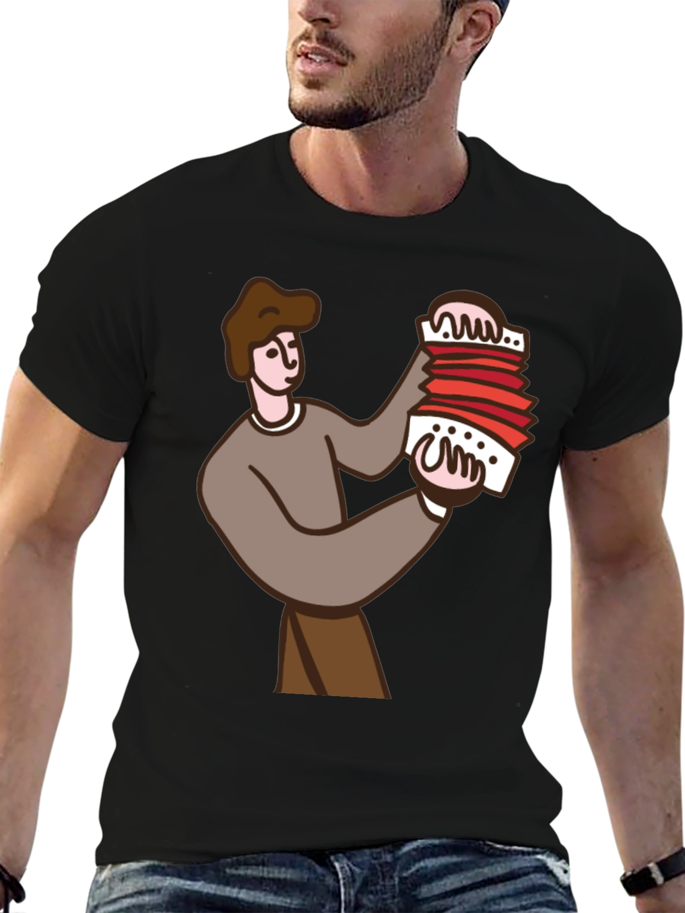 Accordion Player Graphic Tee - Black