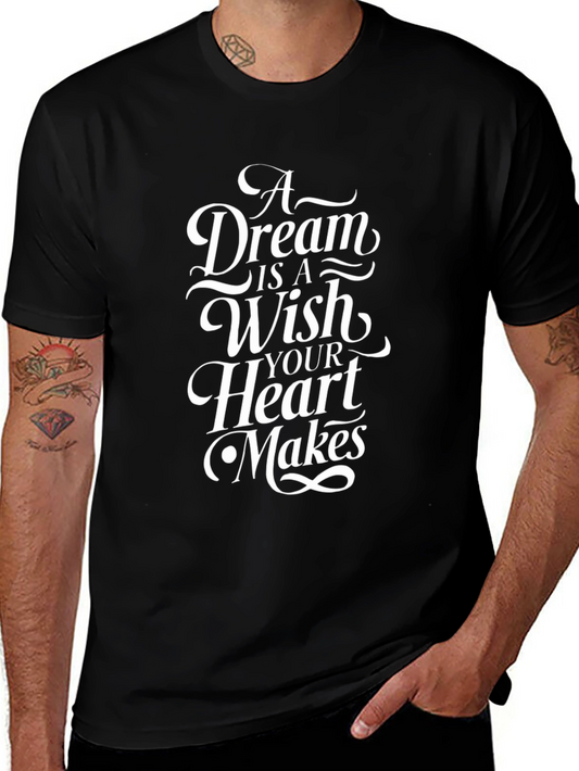 Dream Wish Heart Makes Graphic Tee - Black Cotton Blend