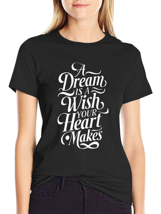 Dream Wish Heart Makes Graphic Tee - Black Cotton Blend