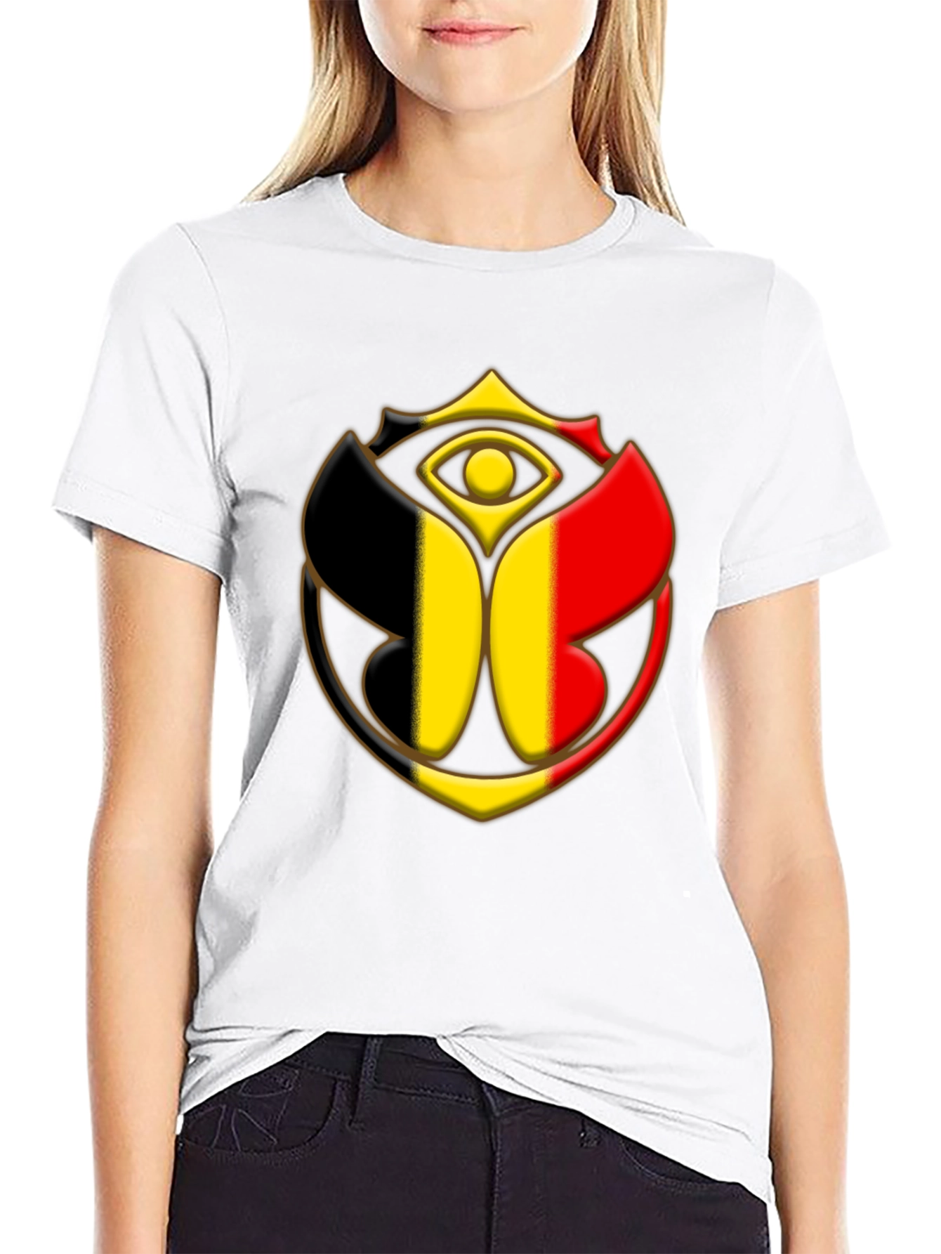 Belgium Flag Tomorrowland Logo Black T-Shirt