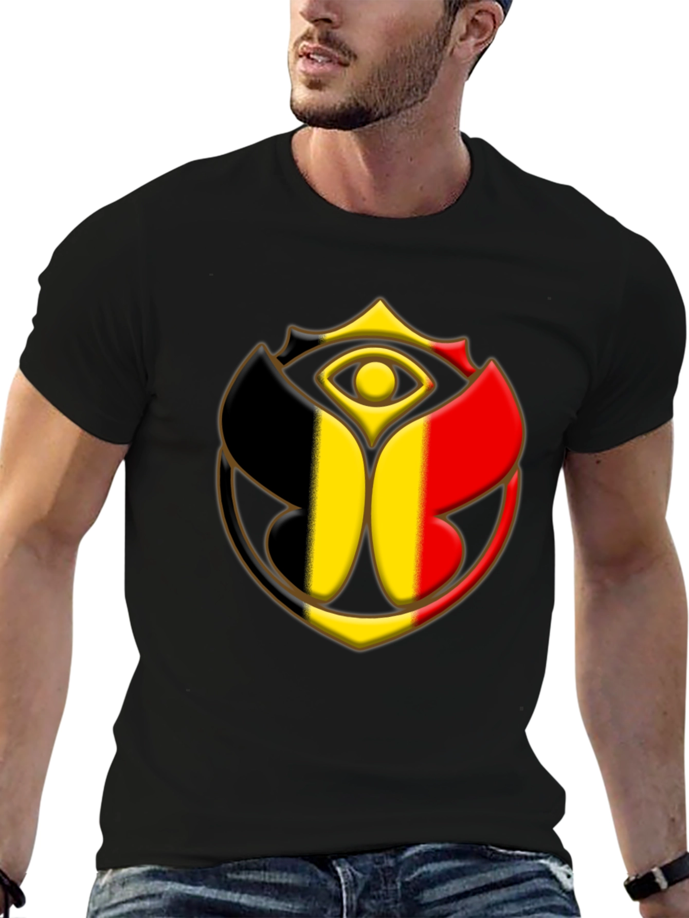 Belgium Flag Tomorrowland Logo Black T-Shirt