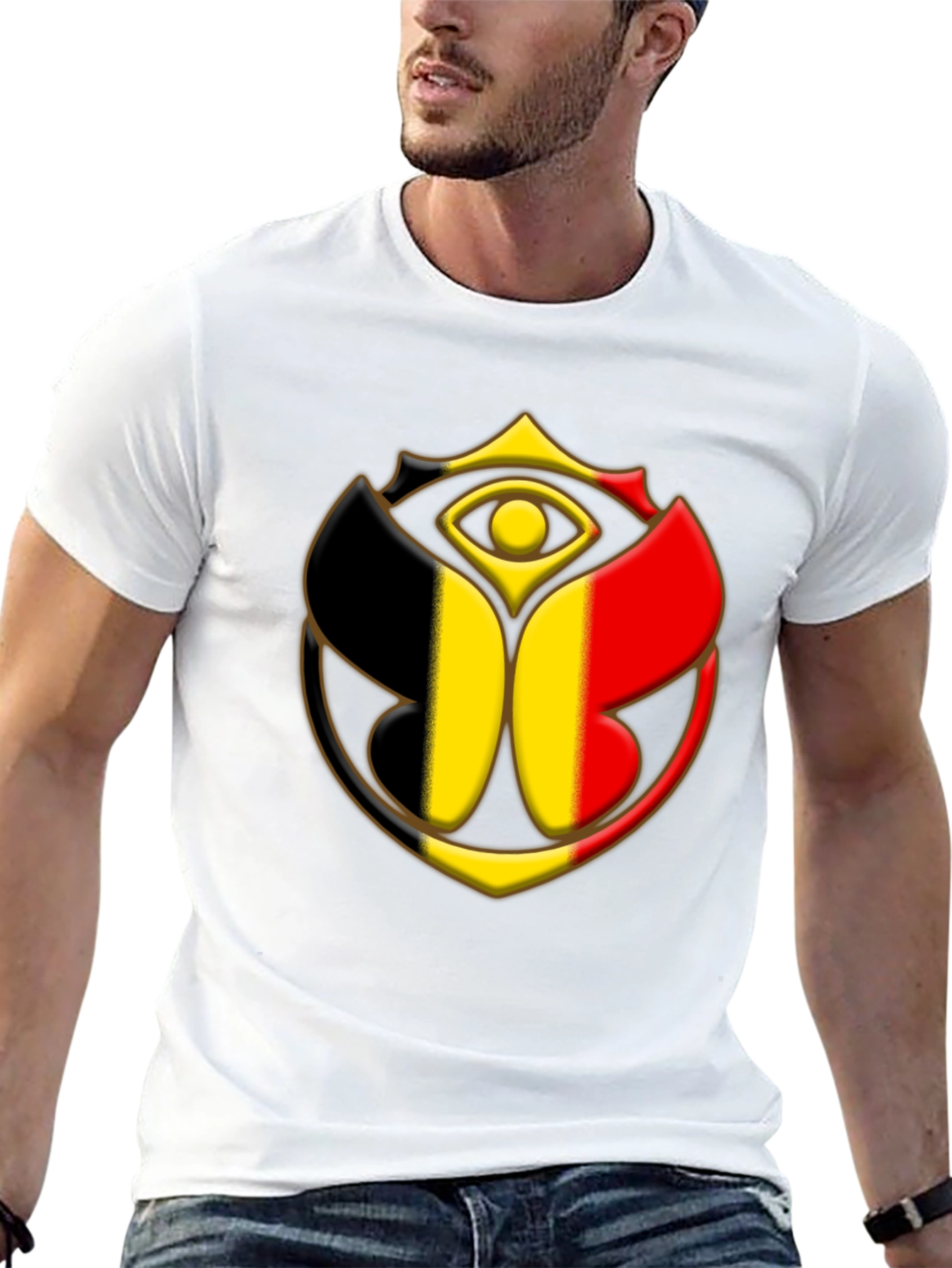 Belgium Flag Tomorrowland Logo Black T-Shirt