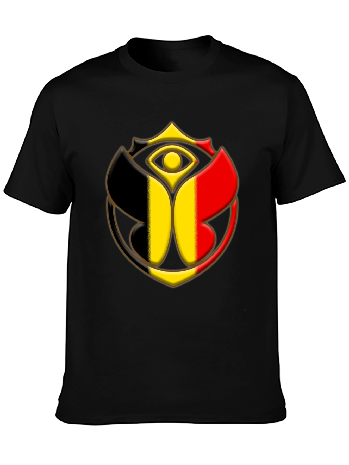 Belgium Flag Tomorrowland Logo Black T-Shirt