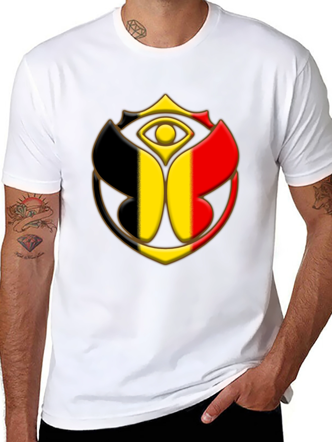 Belgium Flag Tomorrowland Logo Black T-Shirt