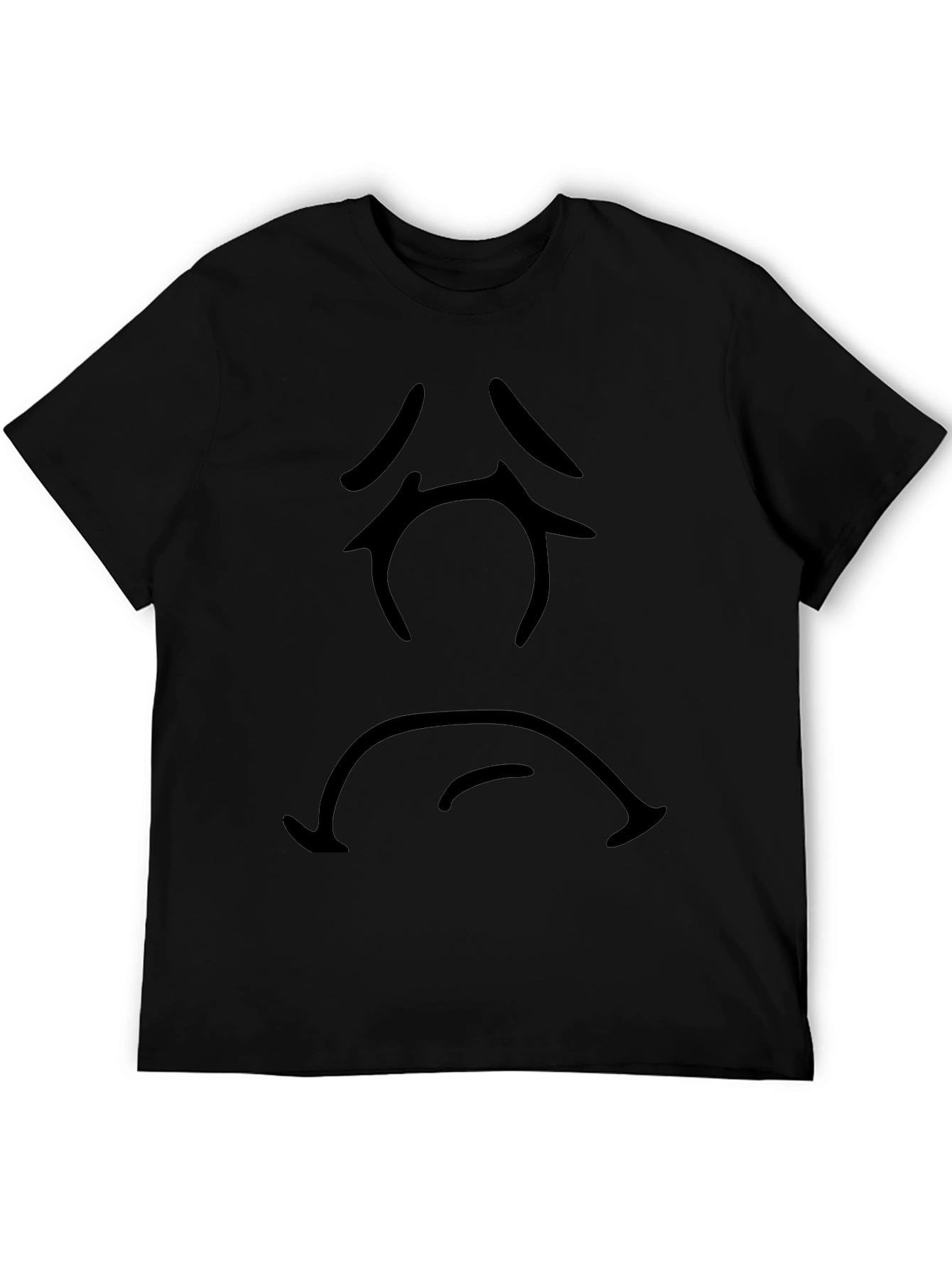 Sad Face Graphic T-Shirt - Black Casual Tee