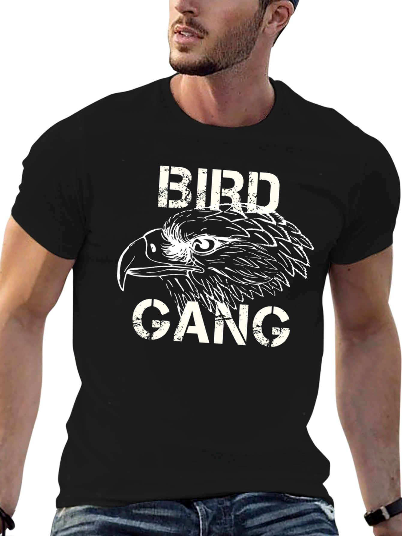 Bird Gang Graphic Tee - Stylish Mens Black T-Shirt