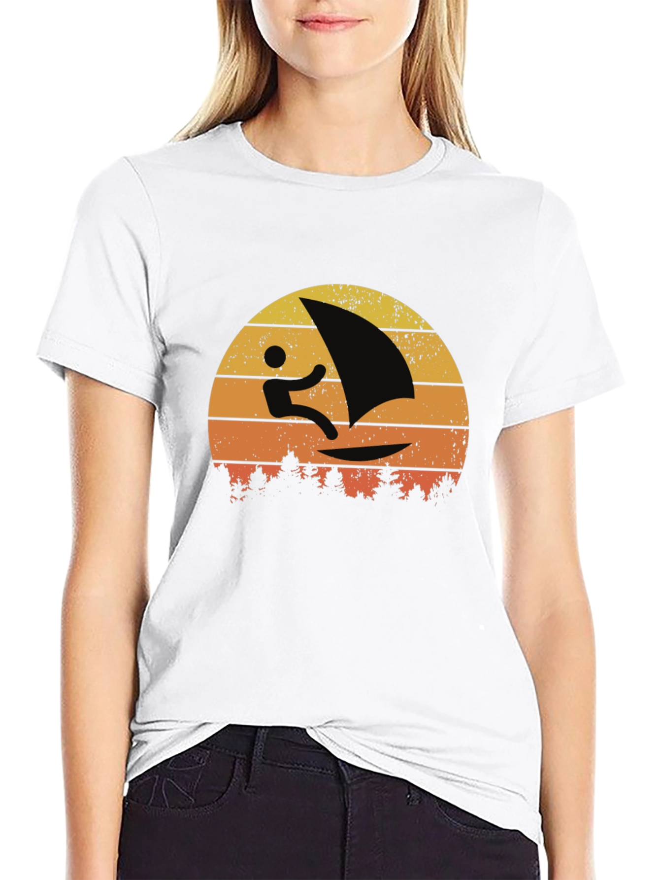 Retro Windsurfer Sunset T-Shirt