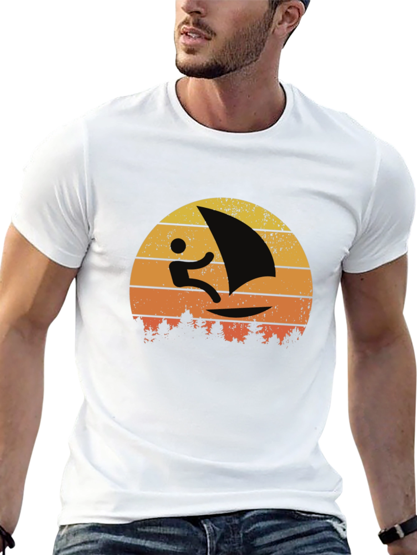 Retro Windsurfer Sunset T-Shirt