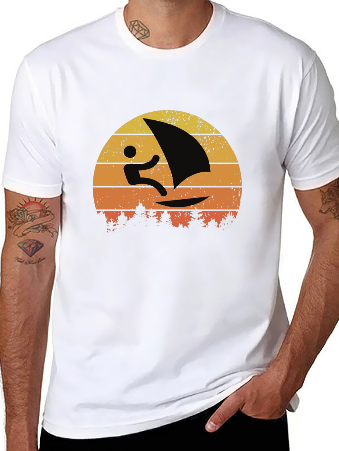 Retro Windsurfer Sunset T-Shirt