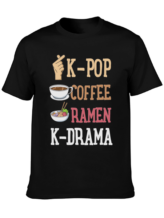 K-Pop Lover T-Shirt: Coffee Ramen K-Drama Design