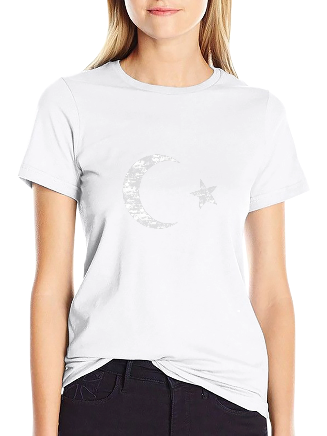 Crescent Moon & Star Graphic Tee - Black