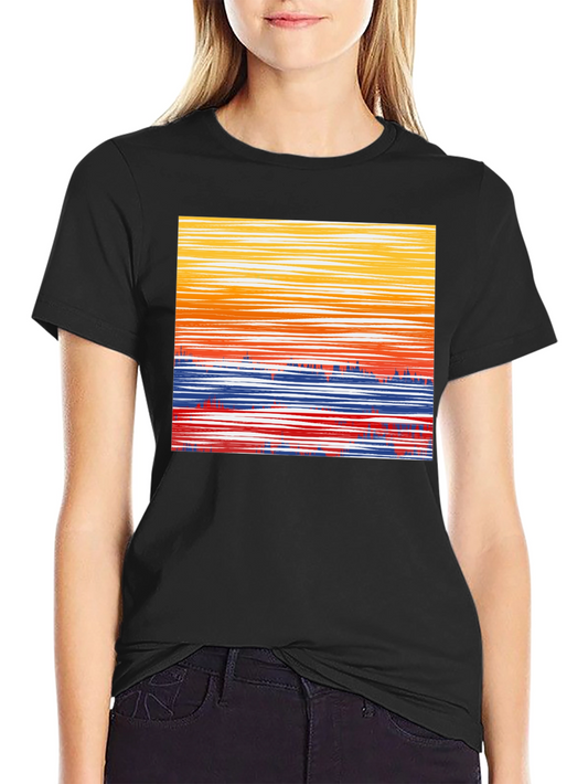 Abstract Horizon Graphic Tee - Soft Cotton Blend T-Shirt
