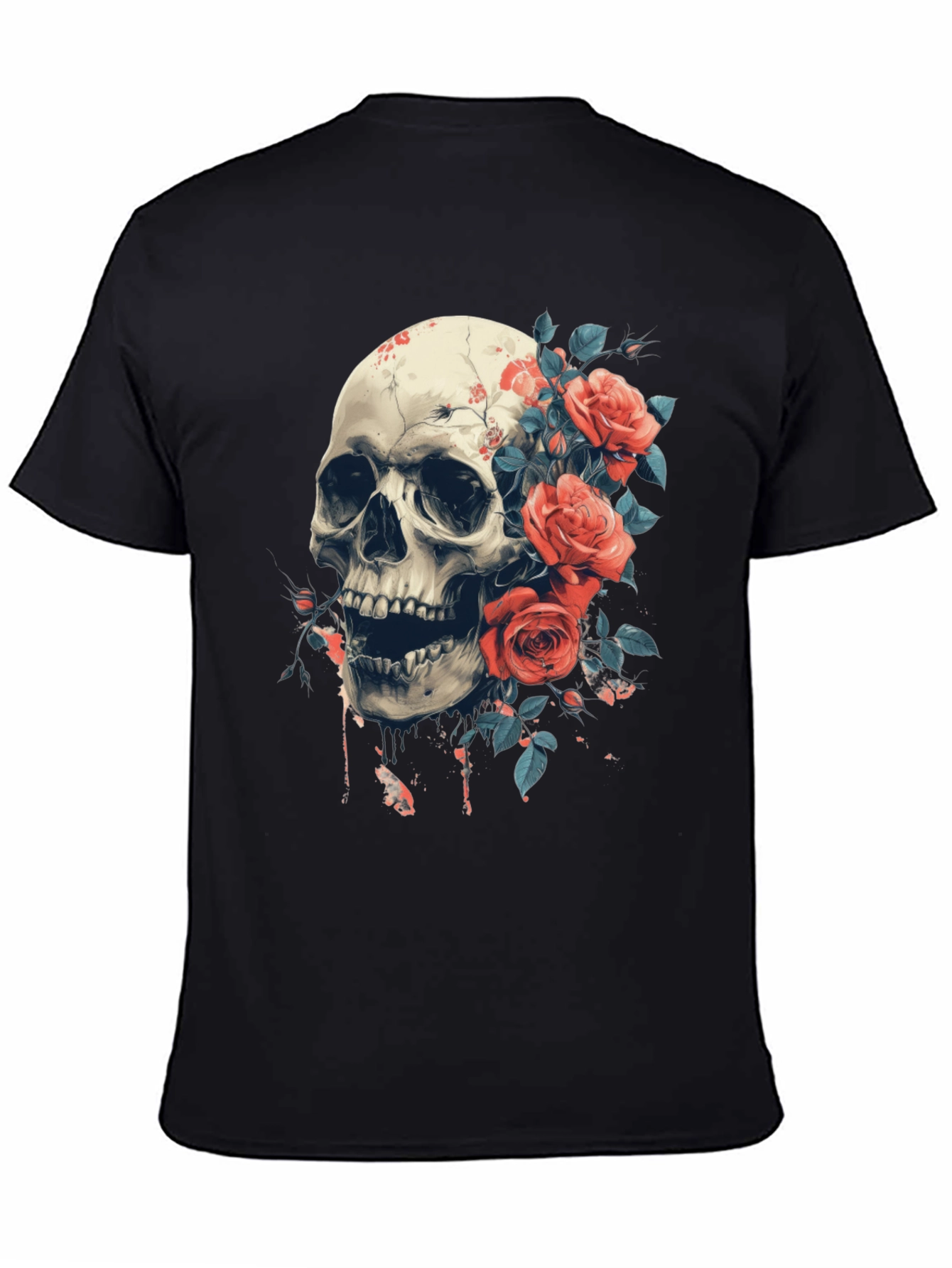 Skull & Roses Graphic Tee - Bold Gothic Style