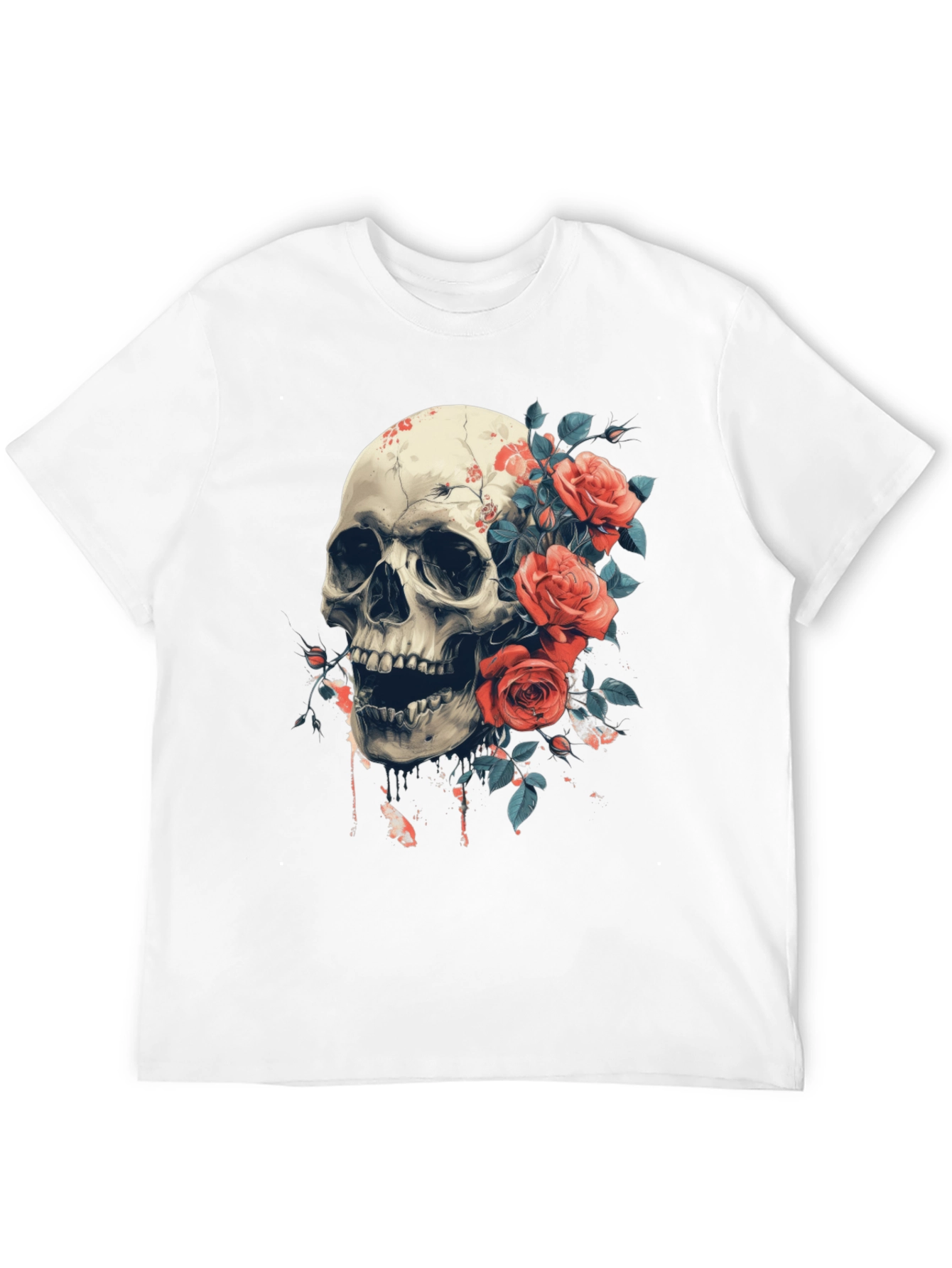 Skull & Roses Graphic Tee - Bold Gothic Style