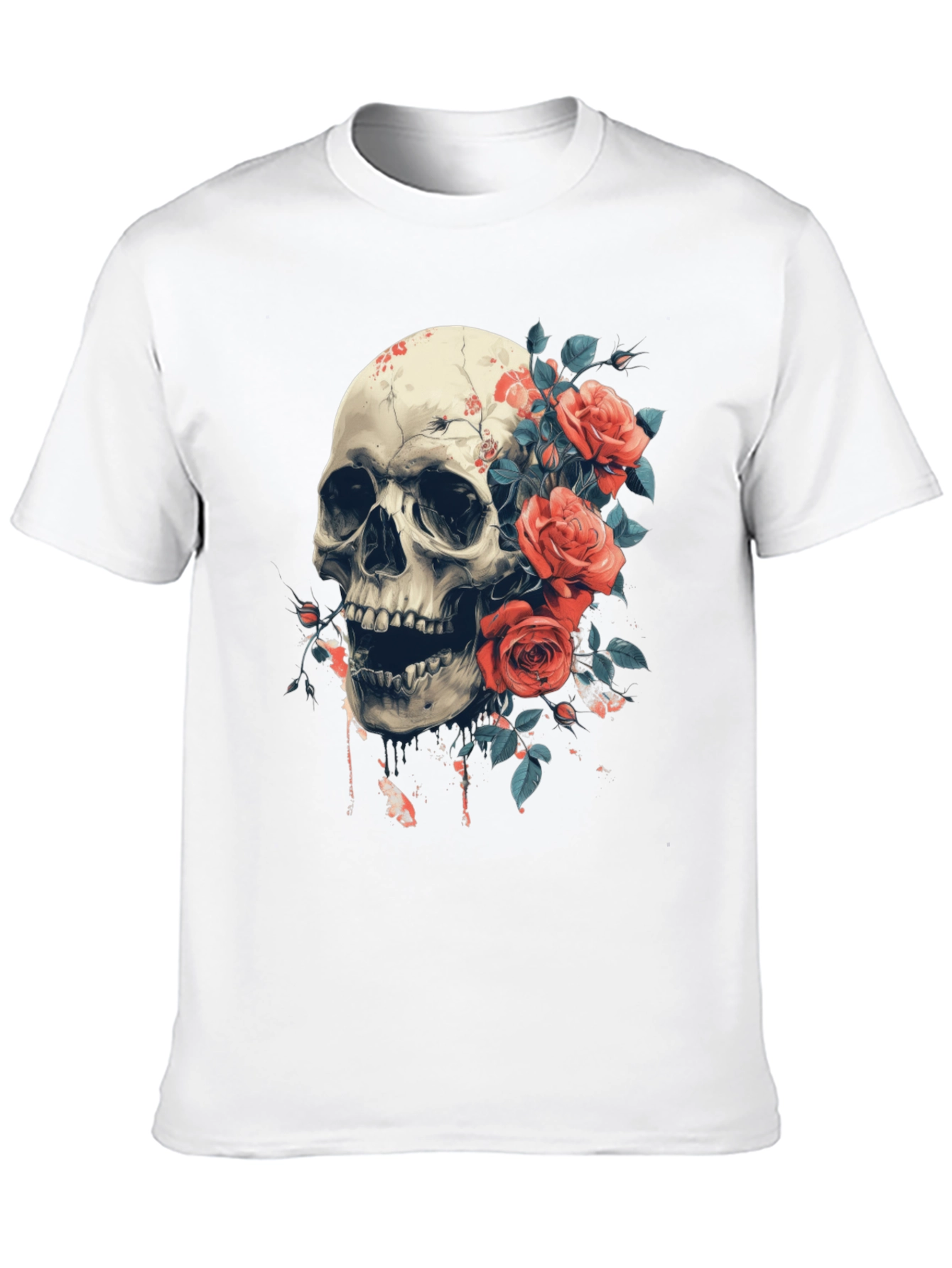 Skull & Roses Graphic Tee - Bold Gothic Style