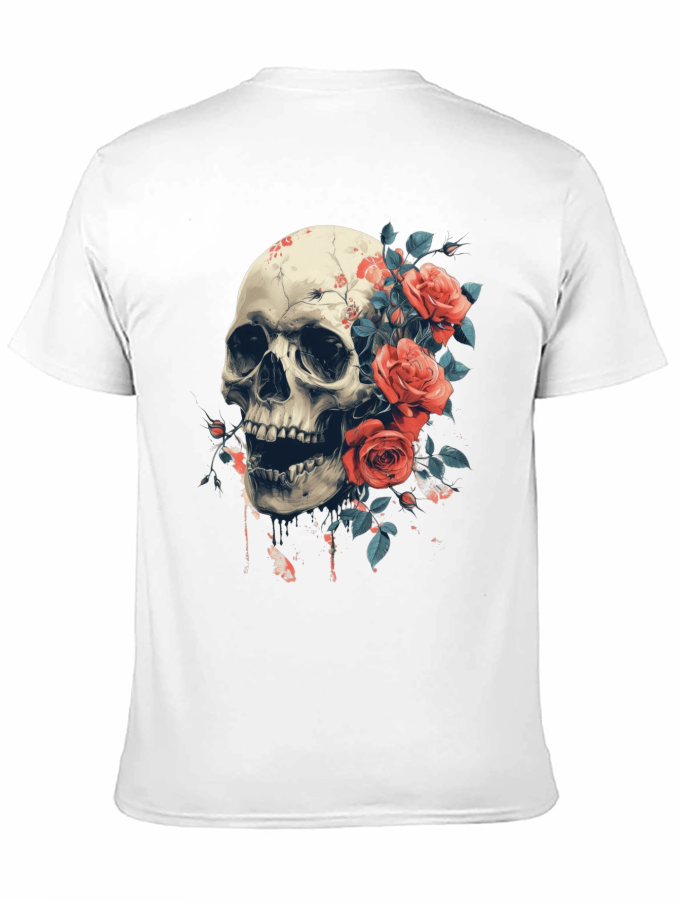 Skull & Roses Graphic Tee - Bold Gothic Style