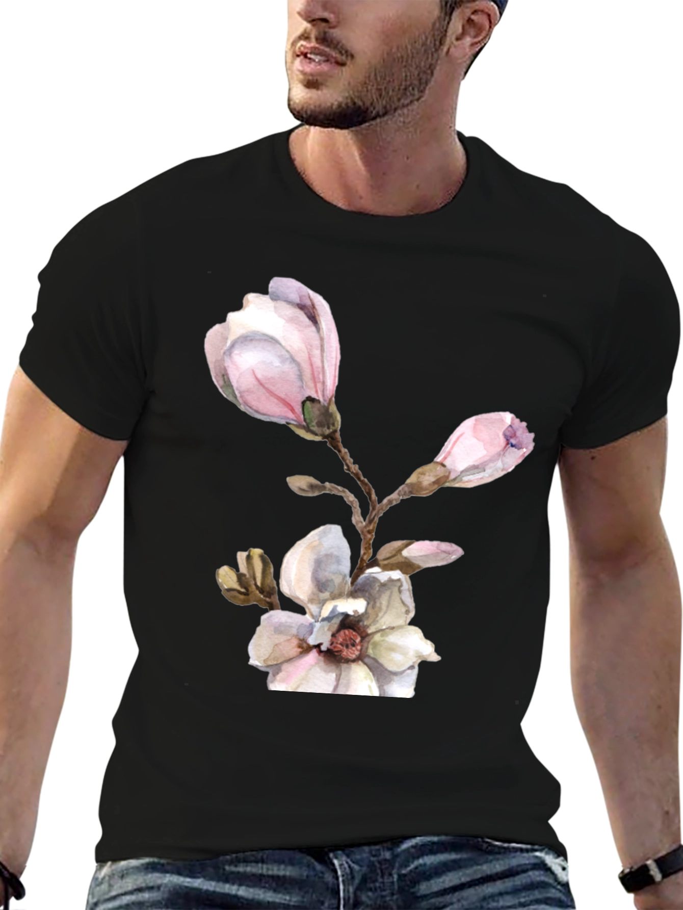 Floral Magnolia T-Shirt - Elegant Blossom Design