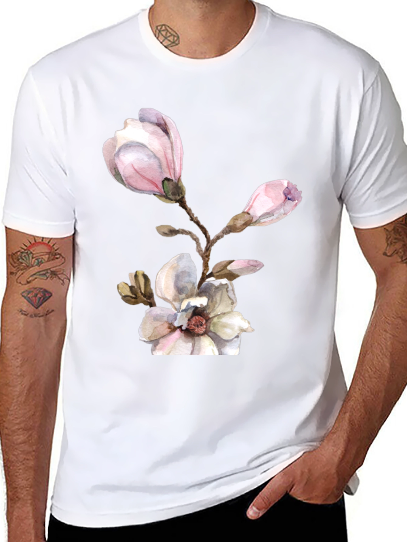 Floral Magnolia T-Shirt - Elegant Blossom Design