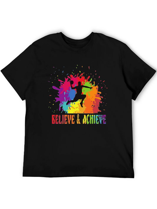 Believe & Achieve T-Shirt Colorful Basketball Design