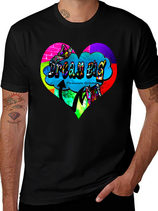 Dream Big Graphic Tee - Colorful Heart Design