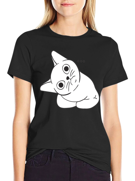 Curious Cat Graphic Tee - Black