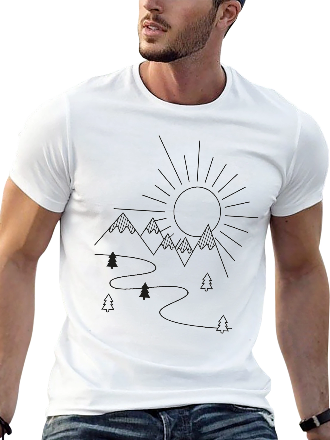 Mountain Trail Graphic Tee - Black Unisex Shirt
